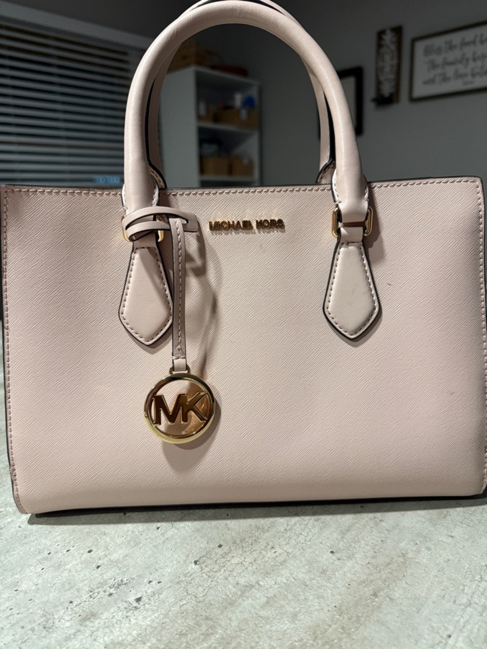 Michael Kors Blush Pink Saffiano Satchel with Gold Hardware